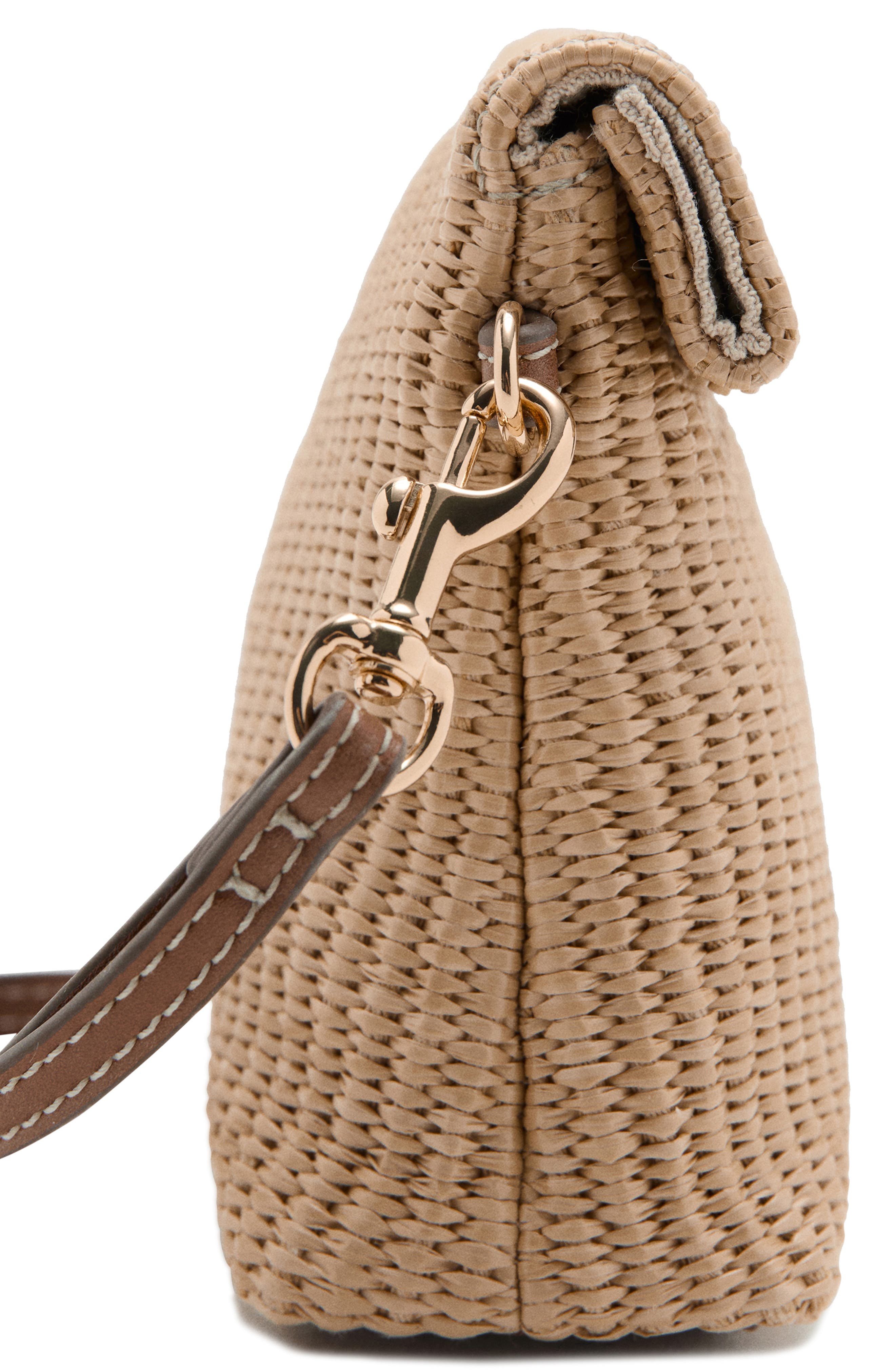 MANGO Woven Flap Wristlet, Alternate, color, Beige