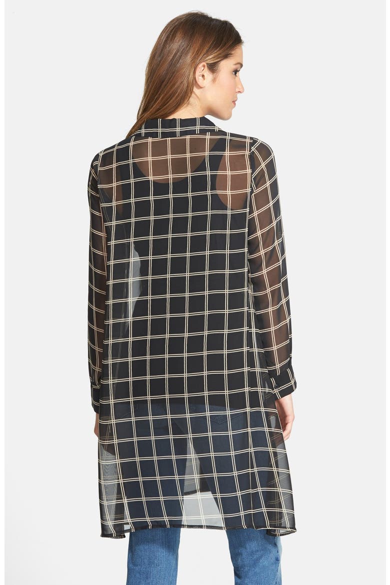 Plaid Chiffon Tunic, Alternate, color, GOLD/ BLACK PLAID
