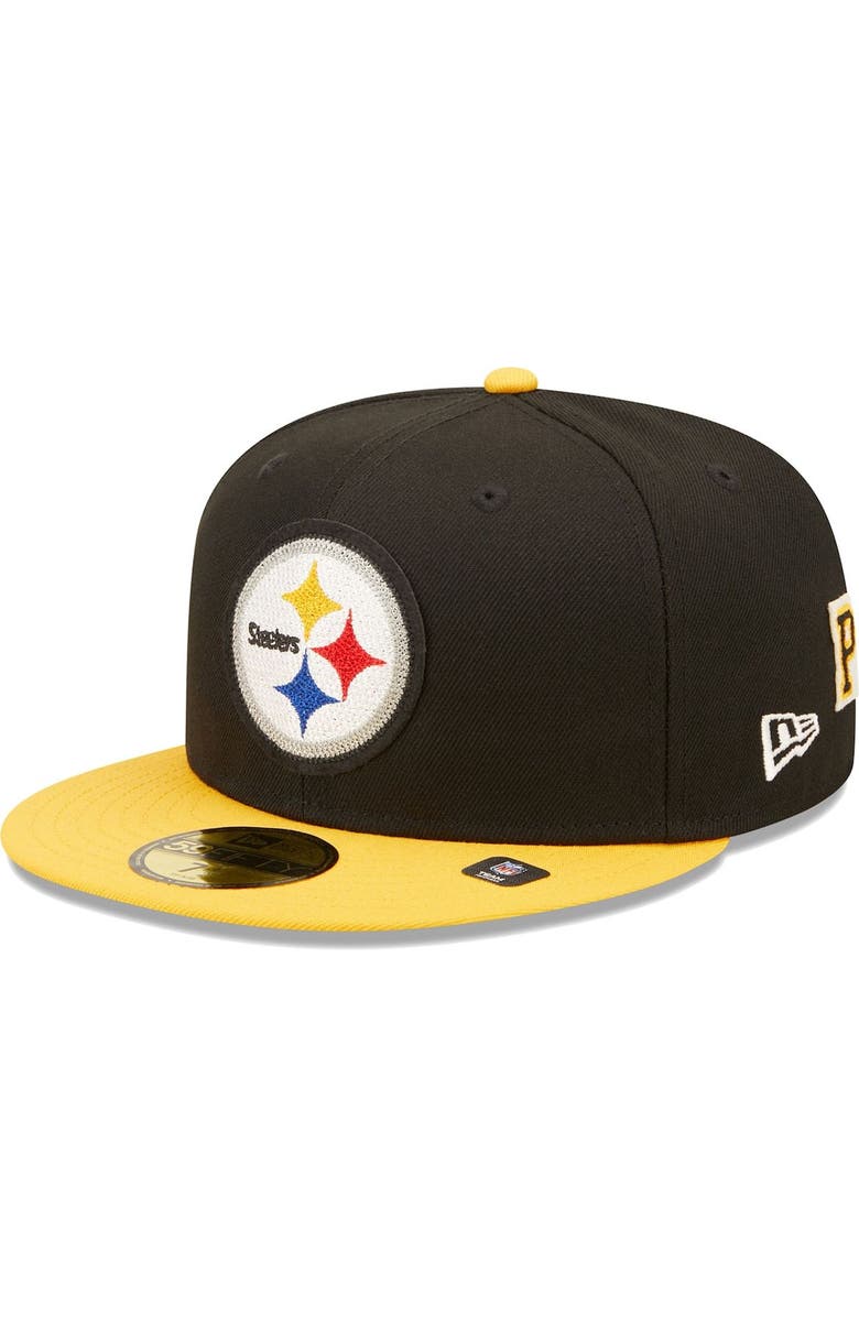 New Era Men's New Era Black/Gold Pittsburgh Steelers Super Bowl XLIII Letterman 59FIFTY Fitted Hat, Alternate, color,
