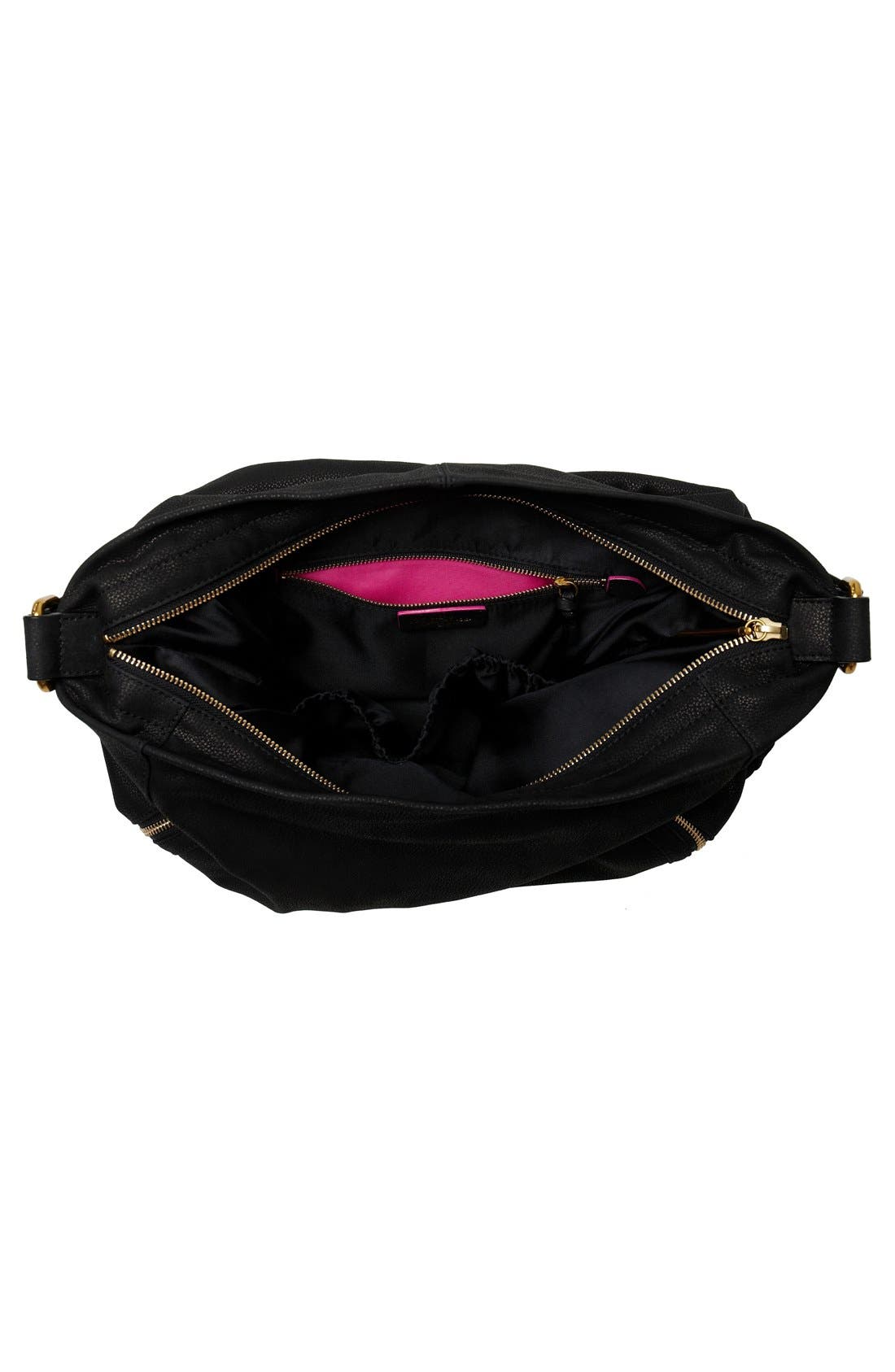 'Iara City' Leather Hobo, Alternate, color, BLACK