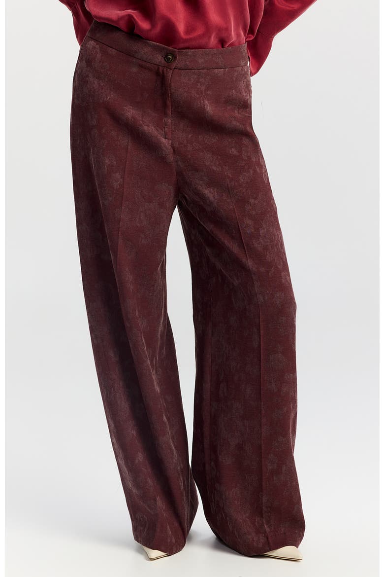 Nahar Printed Wide-leg Trousers, Alternate, color, Burgundy