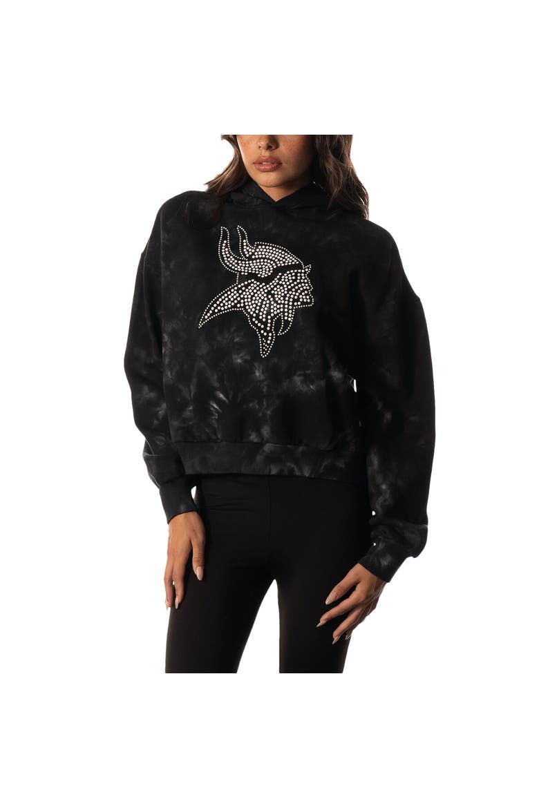 Women's The Wild Collective  Black Minnesota Vikings Tie-Dye Cropped Pullover Hoodie, Alternate, color, Black
