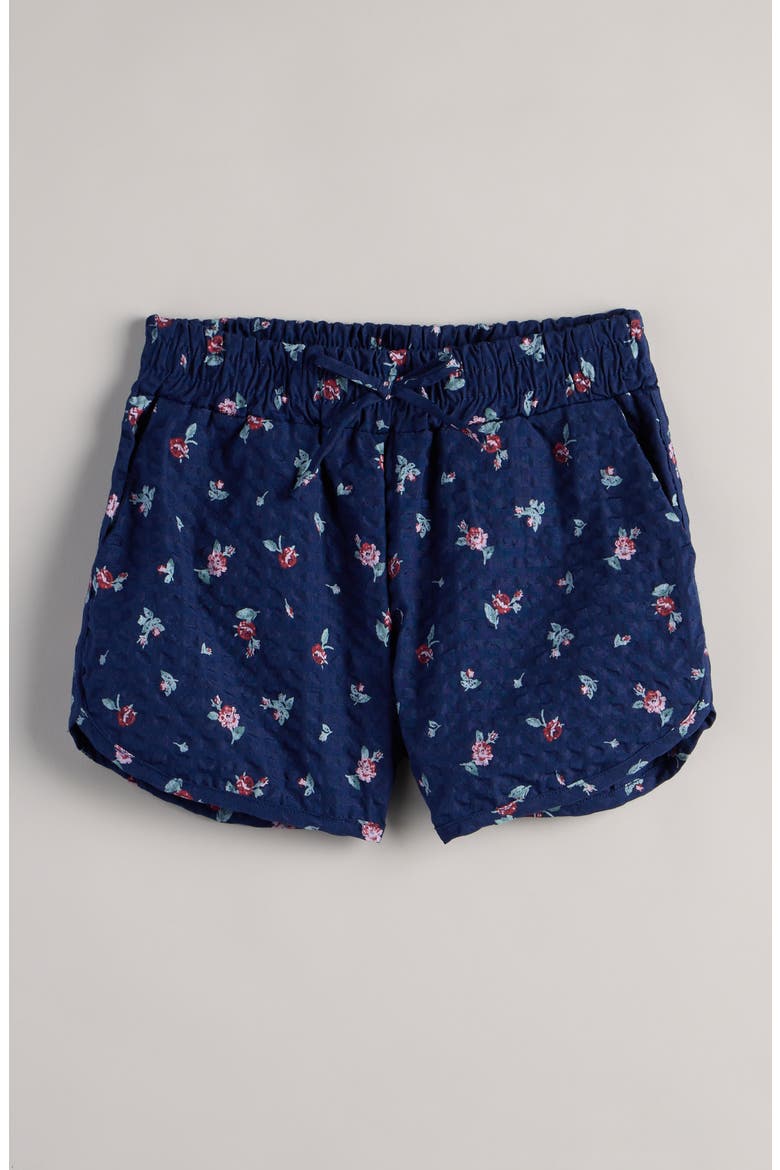 Kids' Floral Seersucker Shorts, Main, color, NAVY MEDIEVAL ROSEBUDS