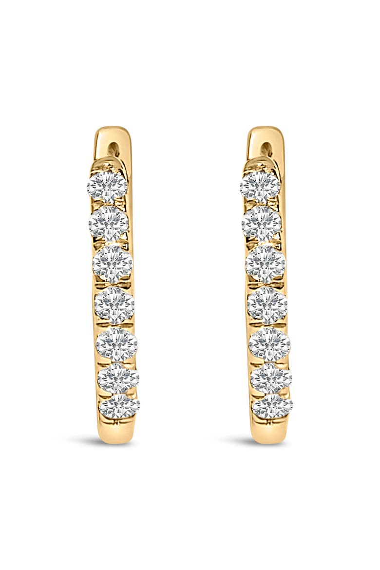 10K Gold 1/4 Cttw Diamond Double Sided Huggie Hoop Earrings, Main, color, Yellow