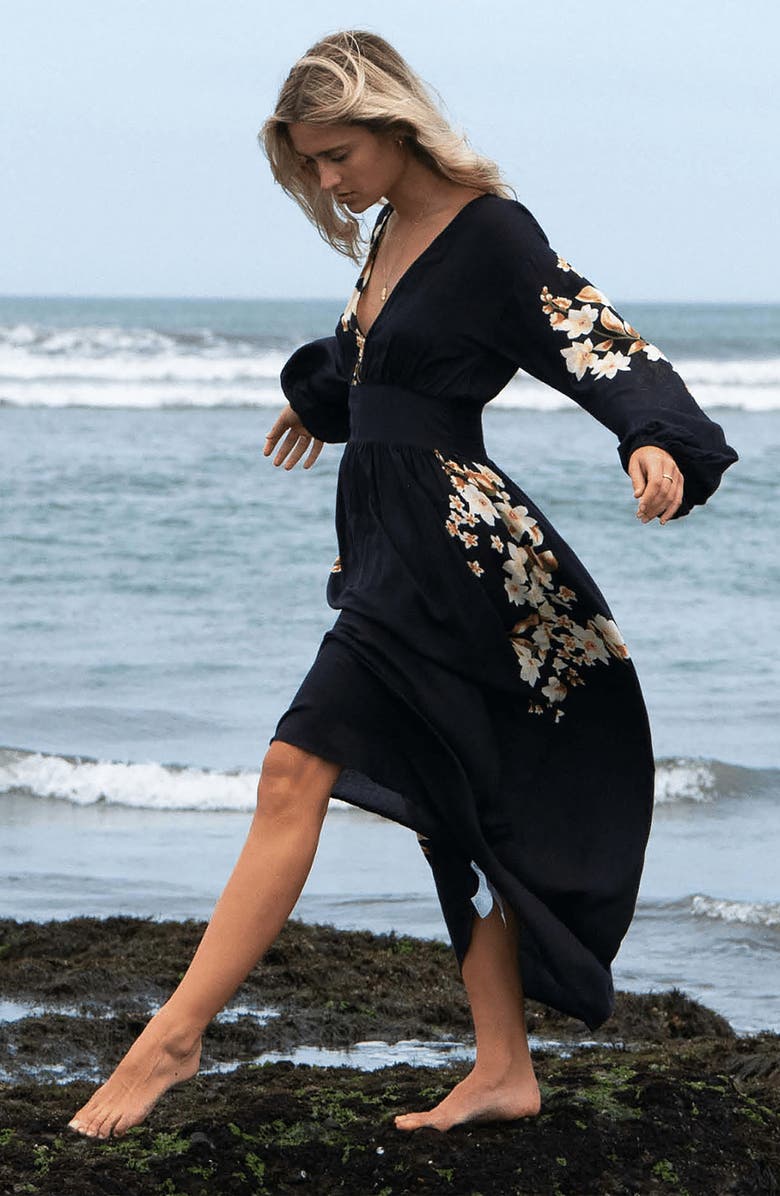 Billabong Night Bloom Floral Long Sleeve Maxi Dress, Alternate, color,