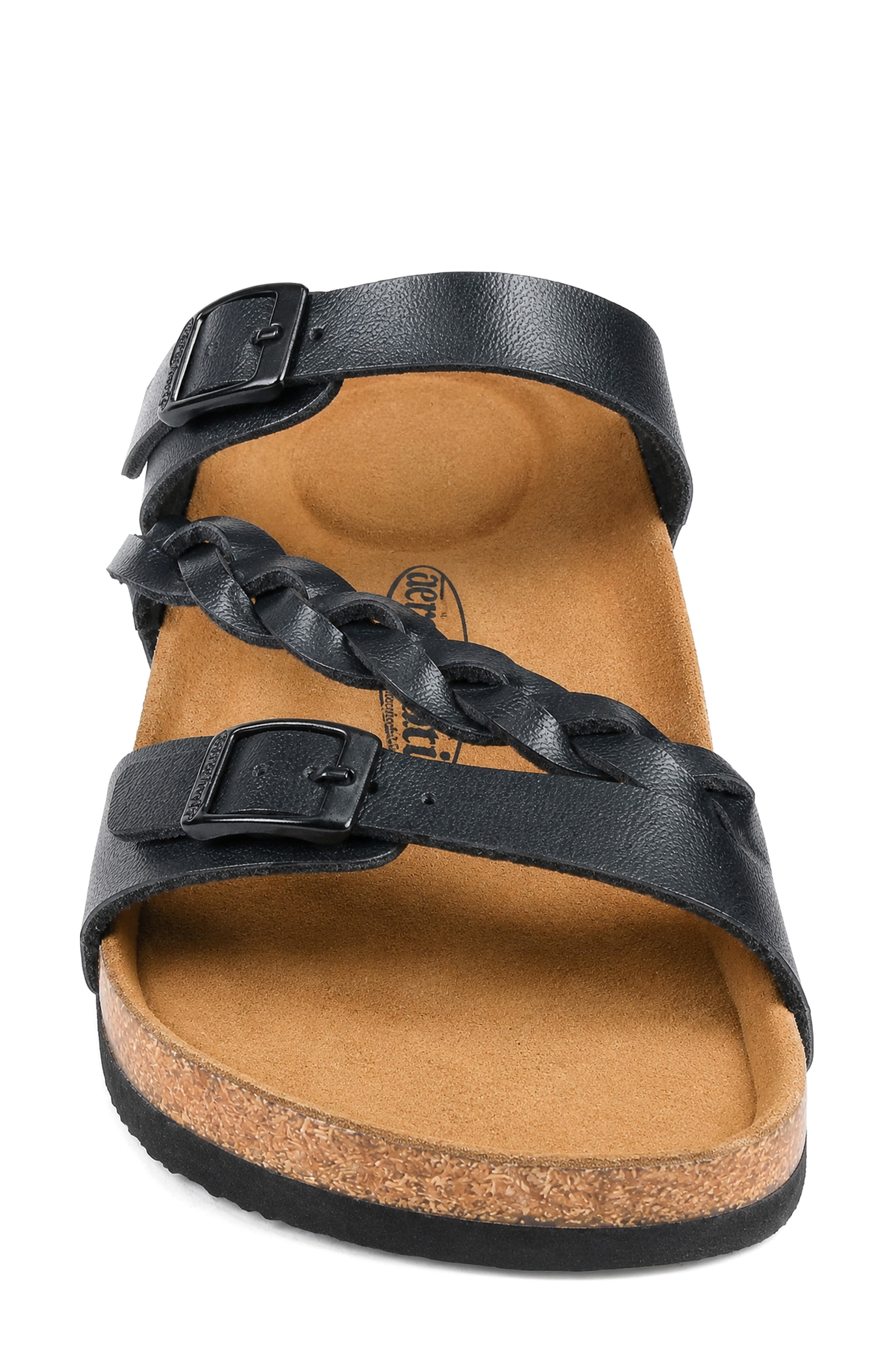 Viking Faux Leather Slide Sandal, Alternate, color, BLACK