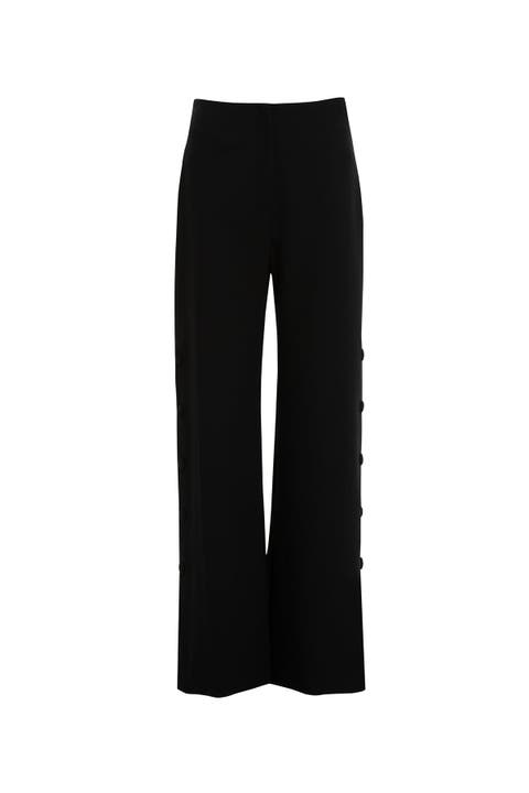 Pleated Detail High Waist Palazzo Black Pants