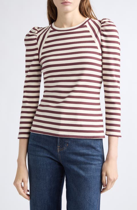 Delano Directional Stripe Stretch Cotton Top