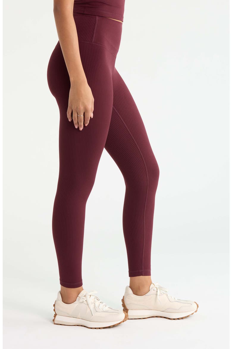 Thrive Rib High Waist 7/8 Leggings, Alternate, color, BURGUNDY STEM