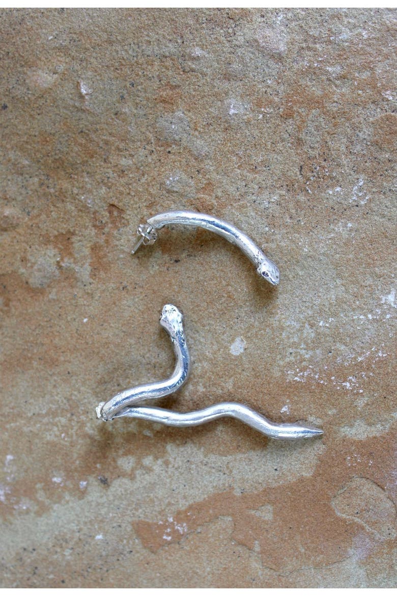 Silver Serpent Earrings, Alternate, color, Sterling Silver