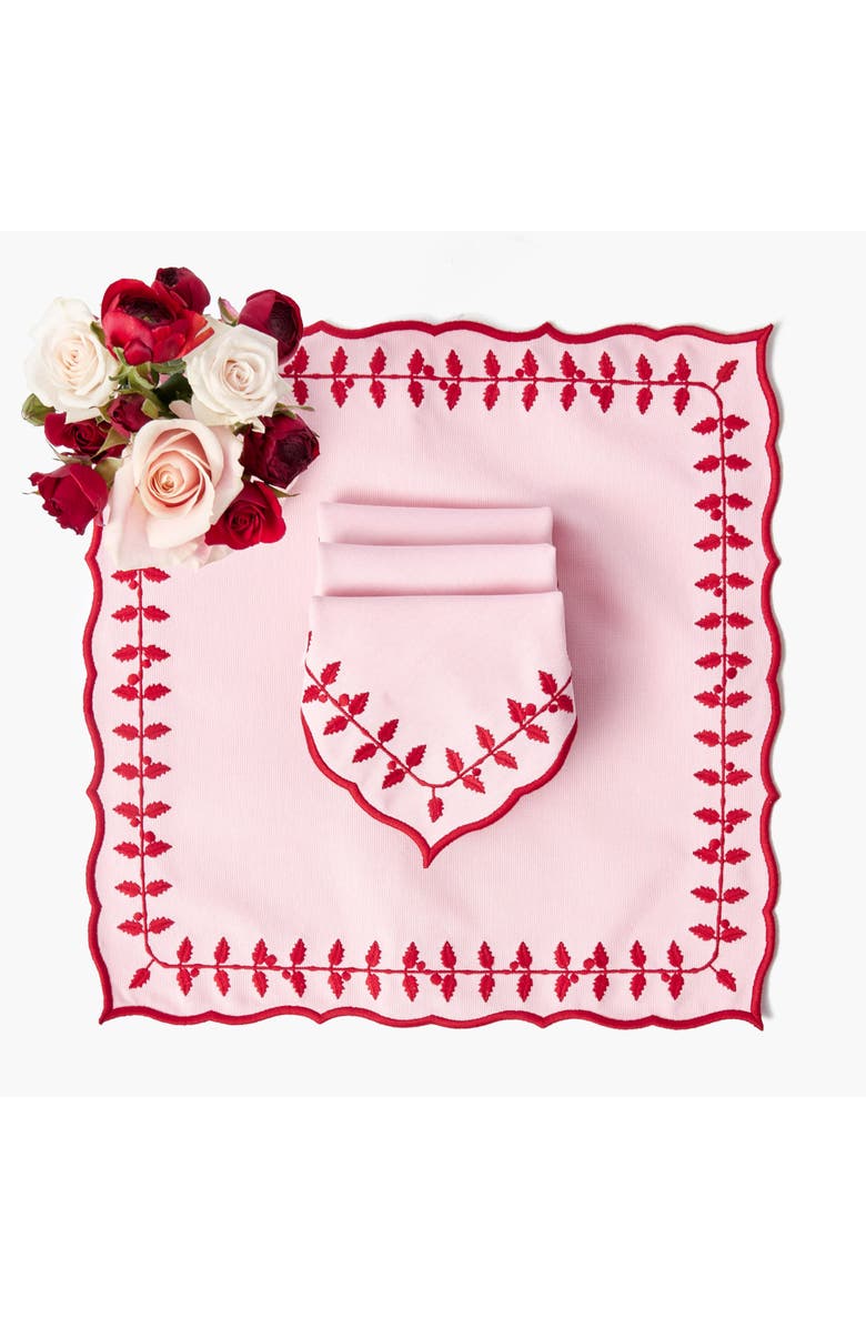 Mrs. Alice Pink & Red Laurel Napkins, Main, color, Pink