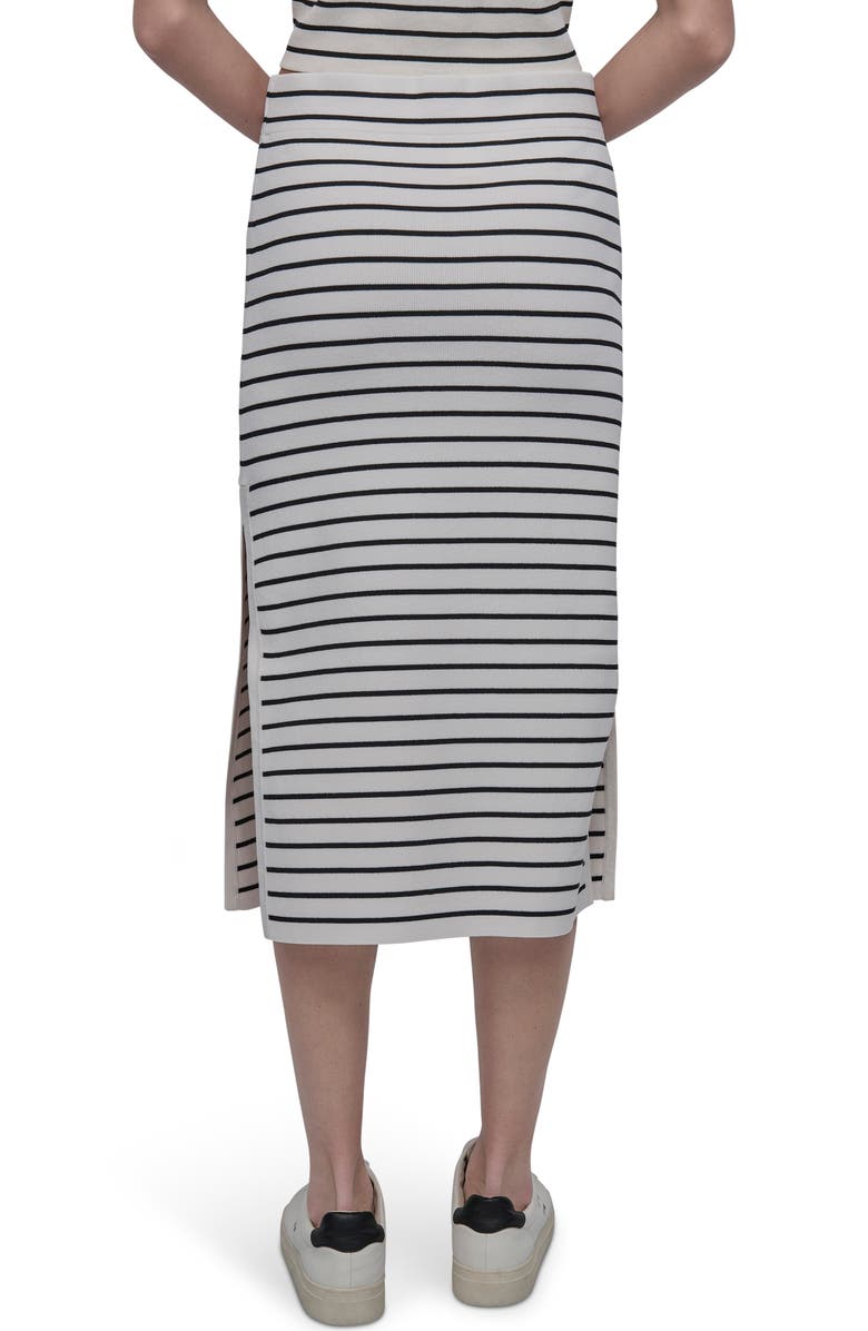 DKNY Jeans Stripe Midi Skirt, Alternate, color, Ivory/ Blac