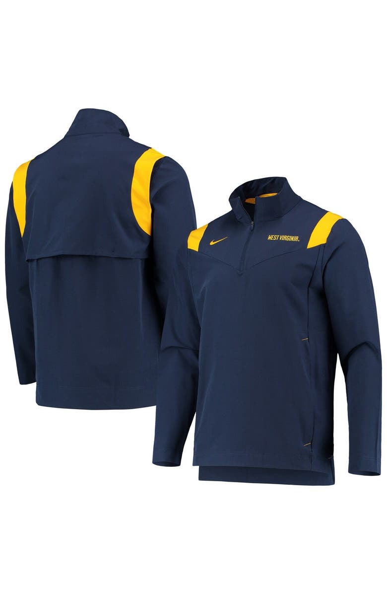 Nike Men's Nike Navy West Virginia Mountaineers 2021 Team Coach Quarter-Zip Jacket, Main, color, 