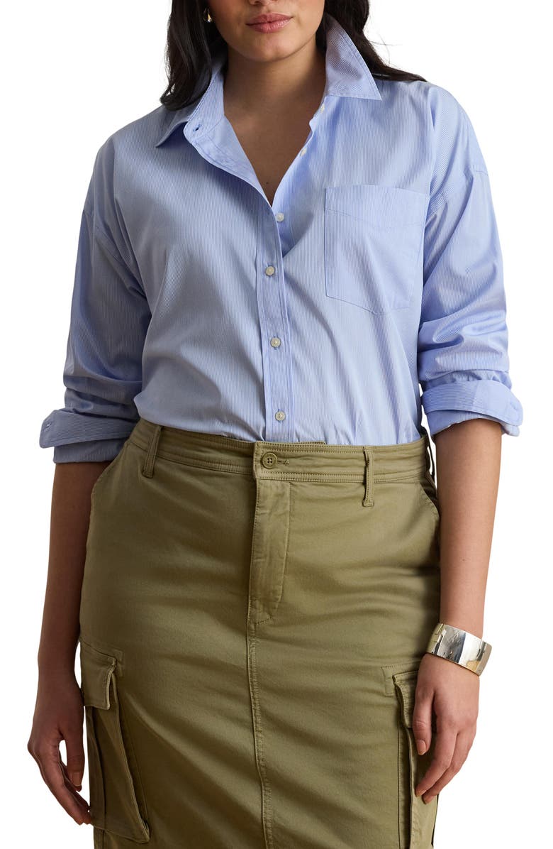 Lauren Ralph Lauren Stripe Woven Shirt, Alternate, color, Blue/ White