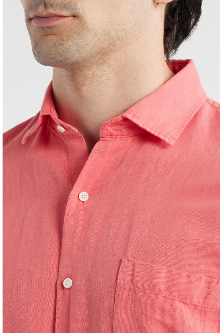 Canal Linen & Cotton Sport Shirt, Alternate, color, GERANIUM
