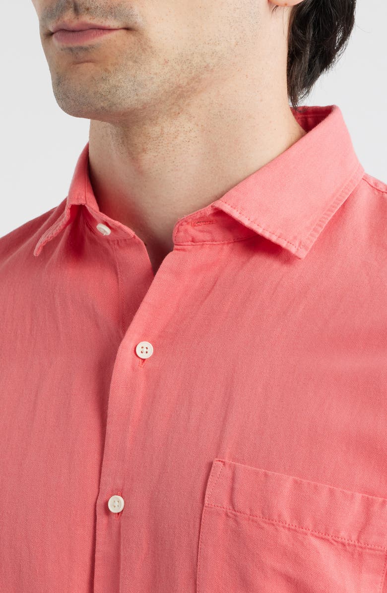 Peter Millar Canal Linen & Cotton Sport Shirt, Alternate, color, Geranium