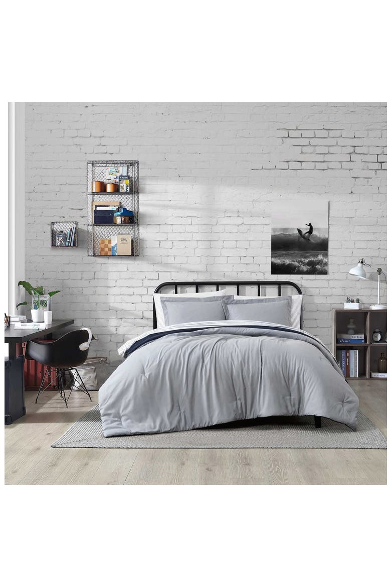 Hayes Microfiber Comforter Set, Alternate, color, MEDIUM / DARK GREY