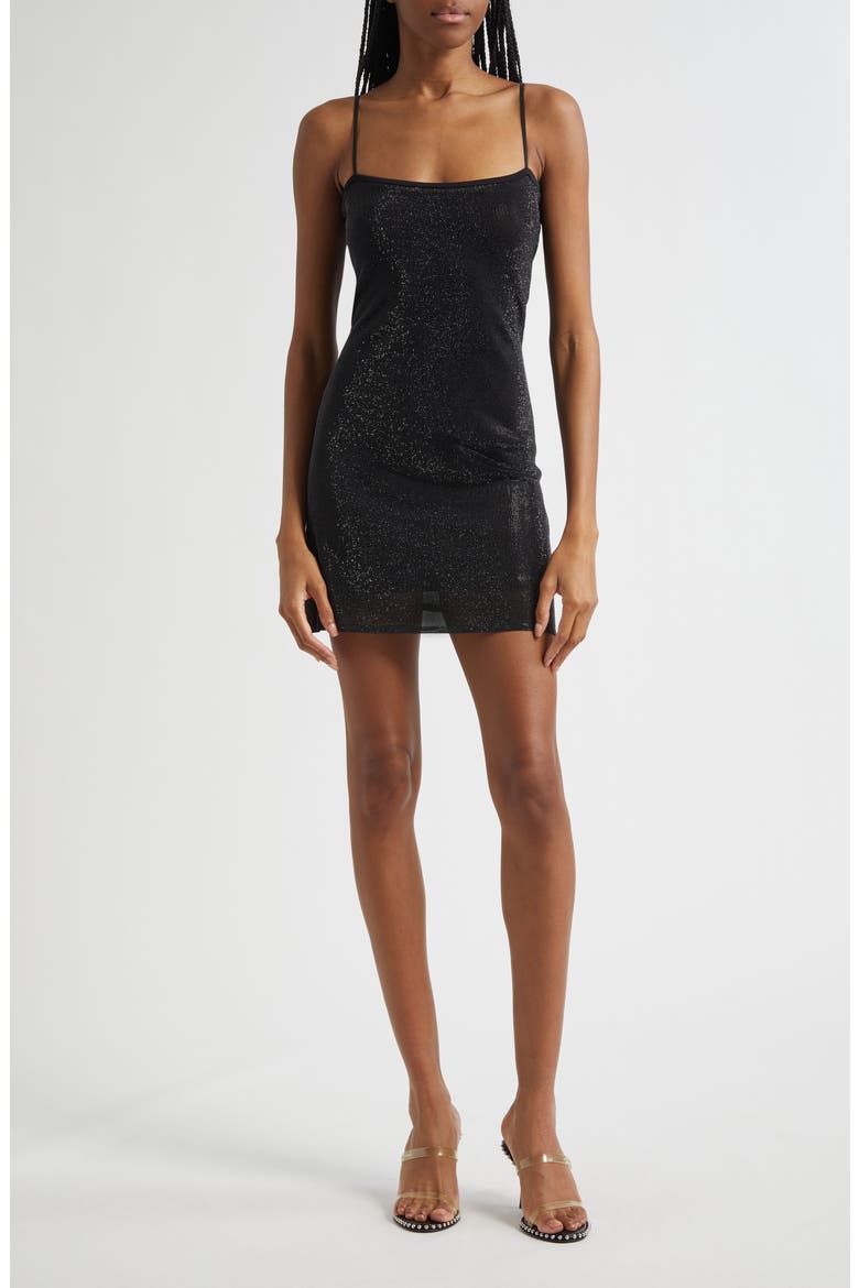 Clear Beaded Minidress, Main, color, BLACK