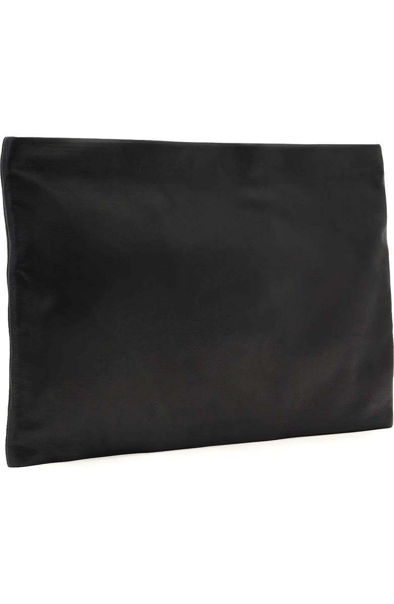 AllSaints Large Bettina Leather Clutch, Alternate, color, Black