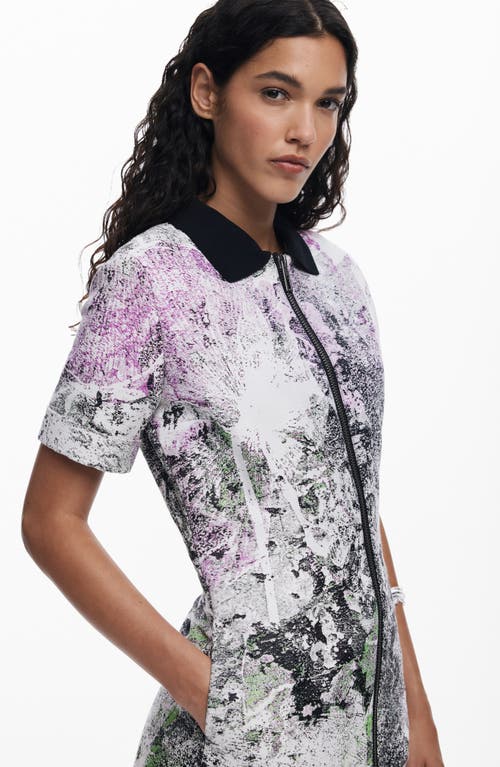 Desigual Mixed Print Zip Front Dress In Multi