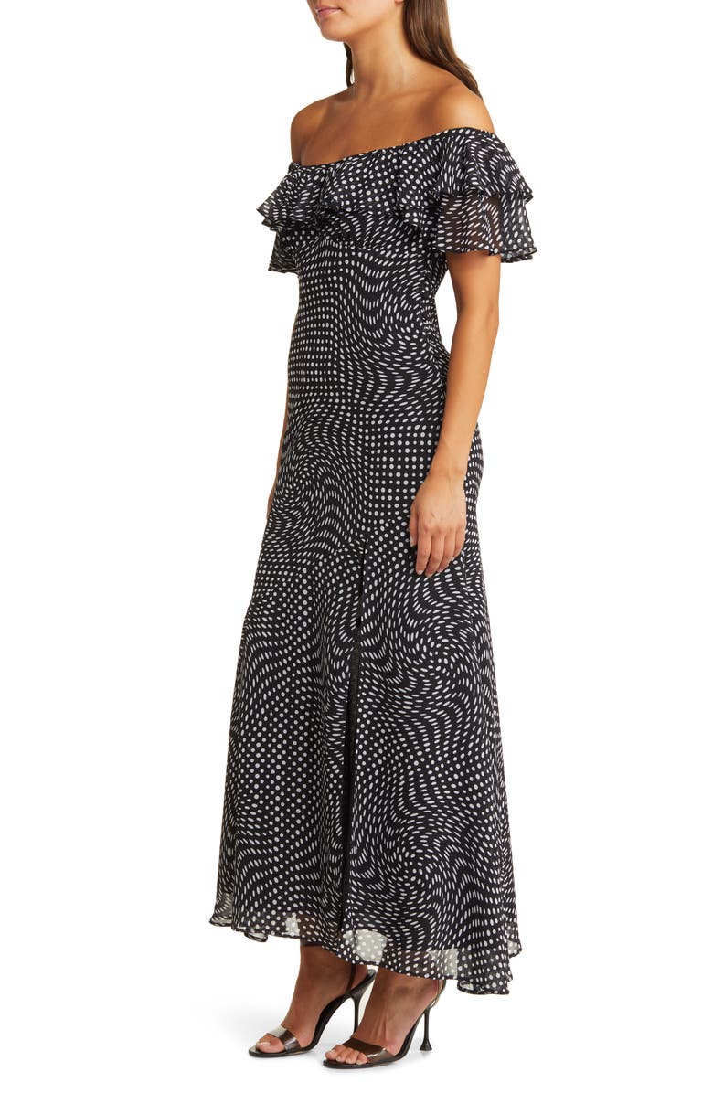 WAYF Polka Dot Ruffle Off the Shoulder Dress, Alternate, color, 