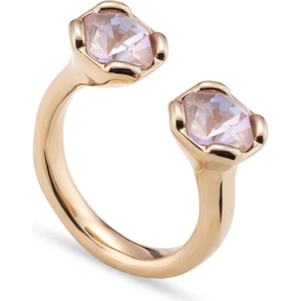 Unode50 Two Faceted Crystals Facing Each Other Metal Alloy Ring In Gold