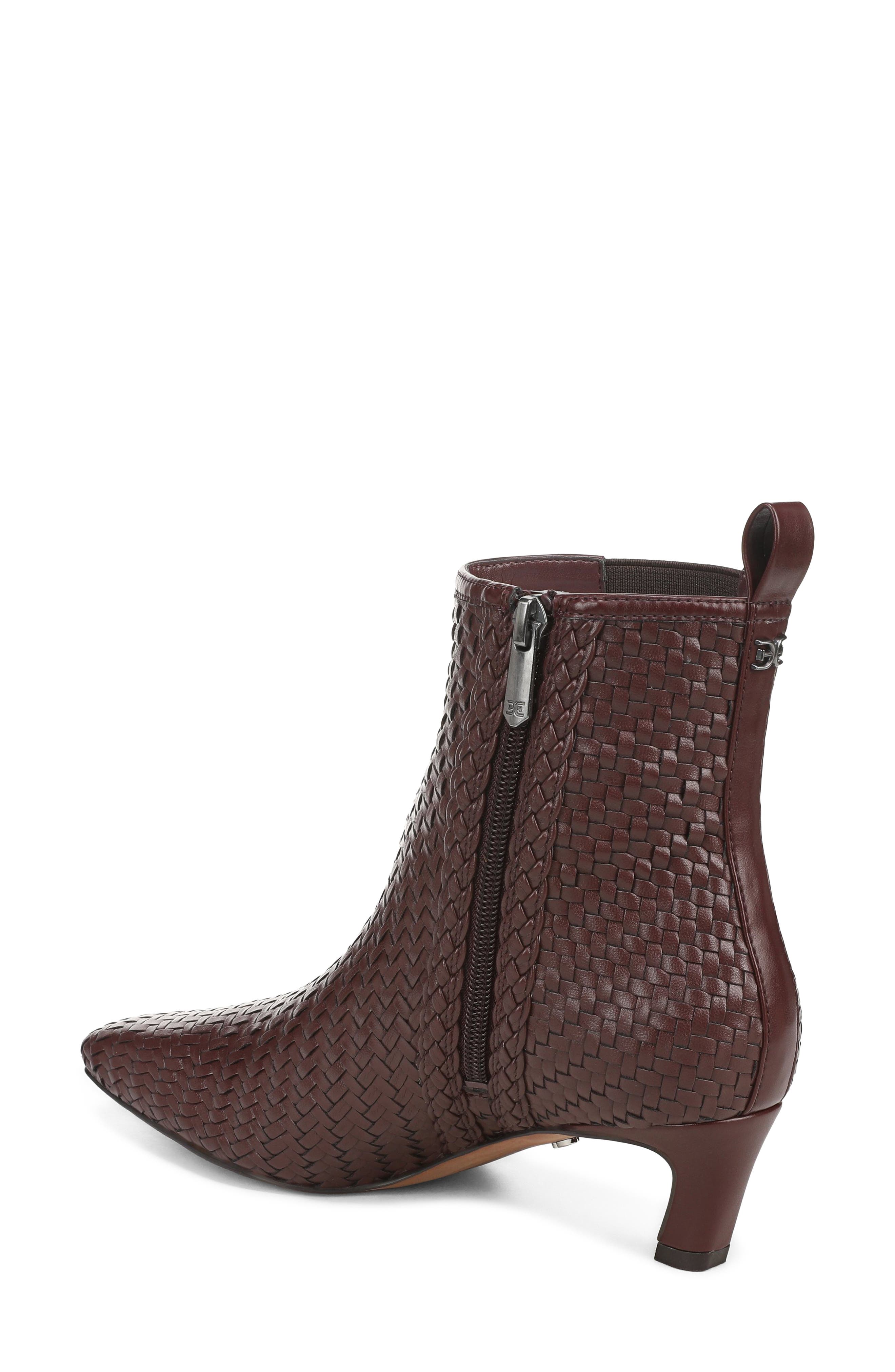Peony Weave Leather Bootie, Alternate, color, FRENCH BURGUNDY