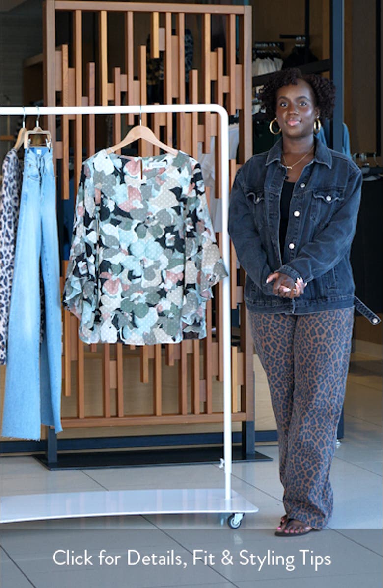 KASPER Clip Dot Ruffle Sleeve Top | Nordstrom