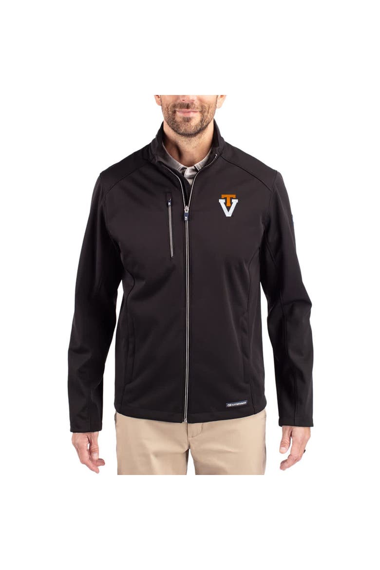 Men's Cutter & Buck Black Virginia Tech Hokies Evoke Eco Softshell Recycled Full-Zip Jacket, Main, color, Black