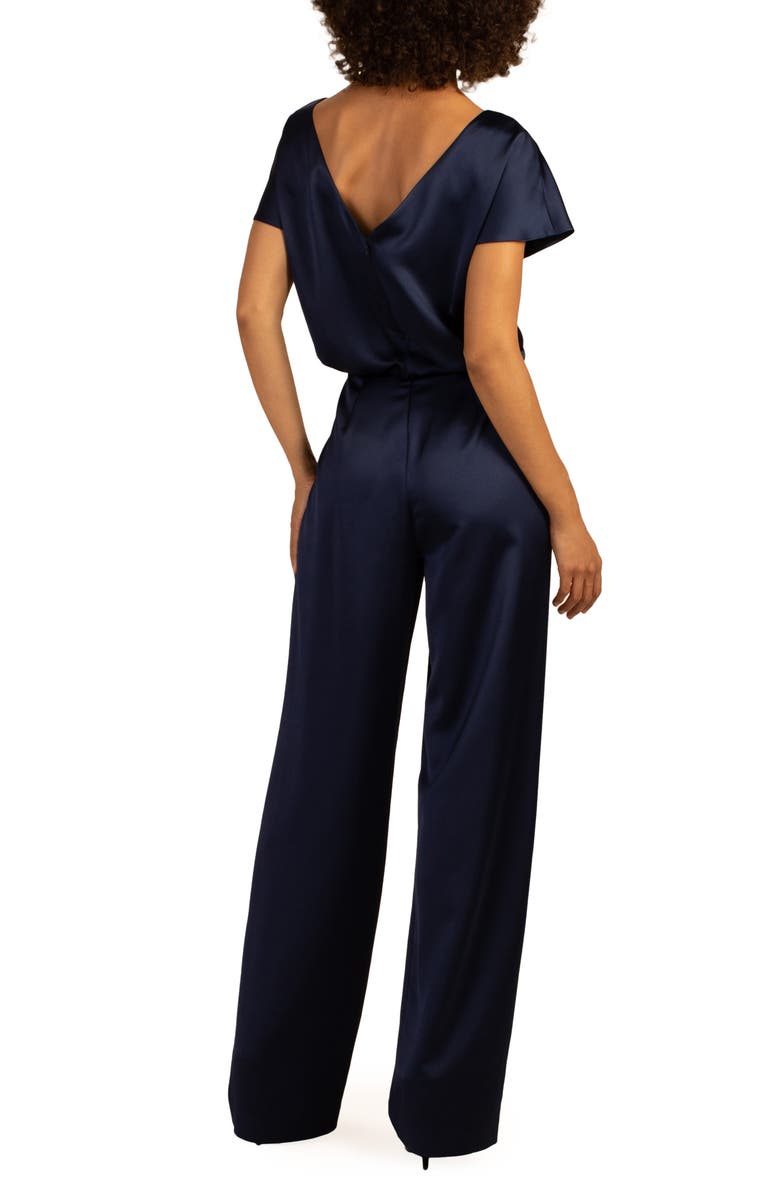 Trina Turk Amuse Short Sleeve Satin Jumpsuit, Alternate, color, Night Sky