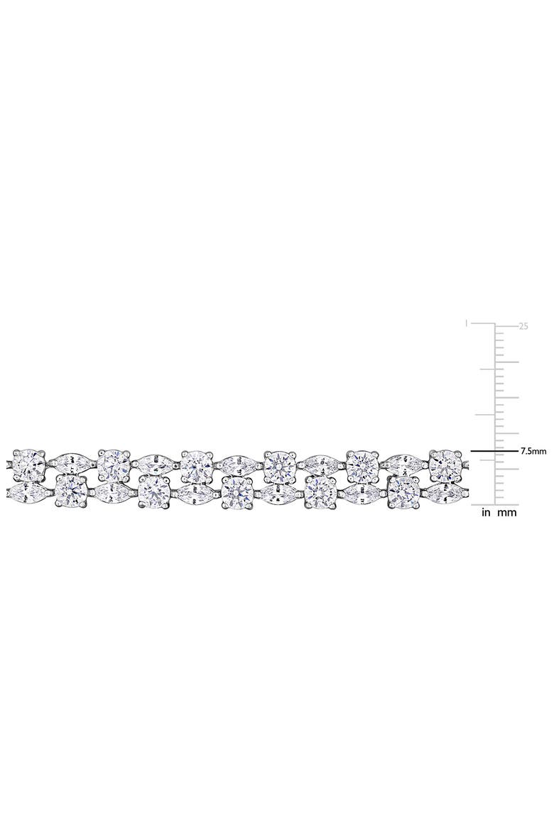 Lab-Created White Sapphire Two-Row Bracelet, Alternate, color, WHITE