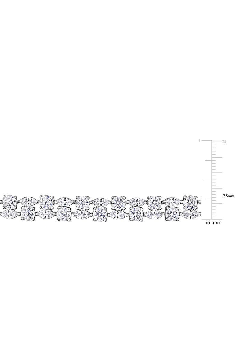 DELMAR Lab-Created White Sapphire Two-Row Bracelet, Alternate, color, White