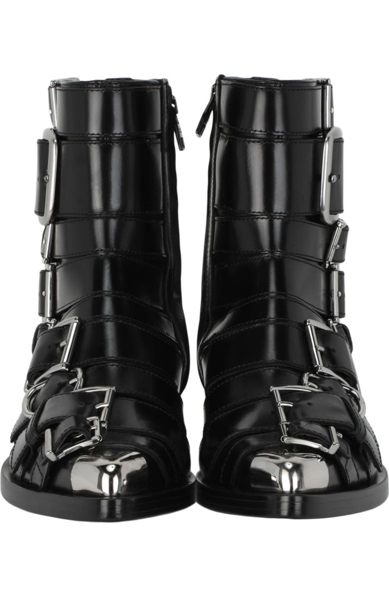 McQueen Strappy Punk Ankle Bootie, Alternate, color, Black Silver