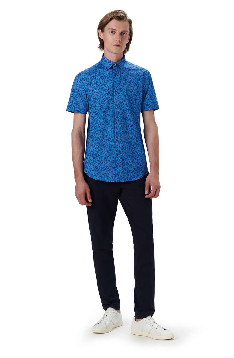Bugatchi OoohCotton<sup>®</sup> Floral Short Sleeve Button-Up Shirt, Alternate, color, 