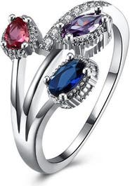 DLORIA Multicolor Flower Ring with Cubic Zirconia Stones