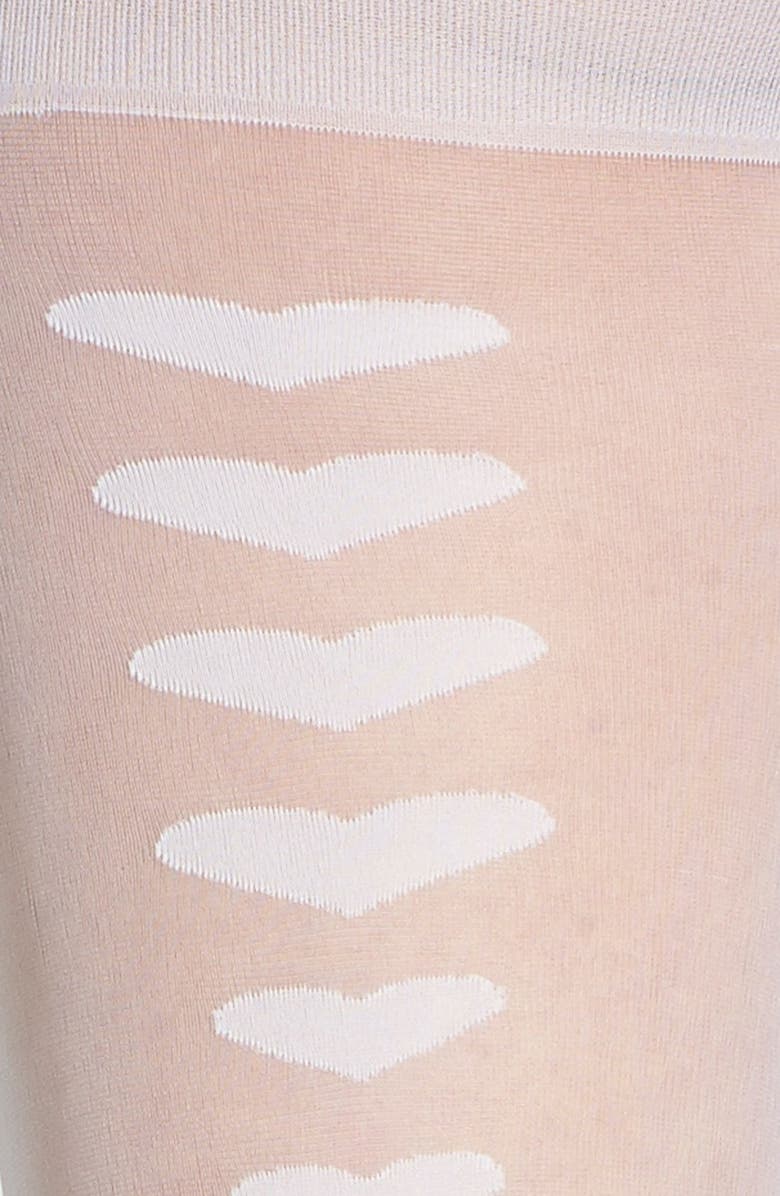 Betsey Johnson Heart Back Seam Sheer Tights, Alternate, color, 