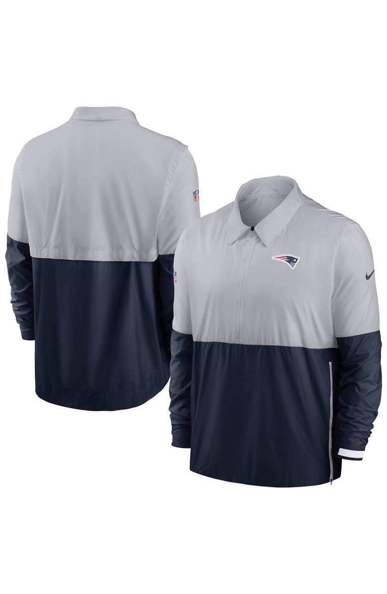 Nike Men's Nike Gray/Navy New England Patriots Sideline Coaches Half-Zip Jacket, Main, color, 