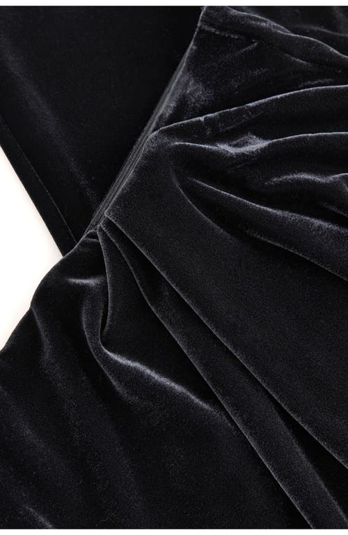 Next Velvet Drape Front Midi Skirt In Black