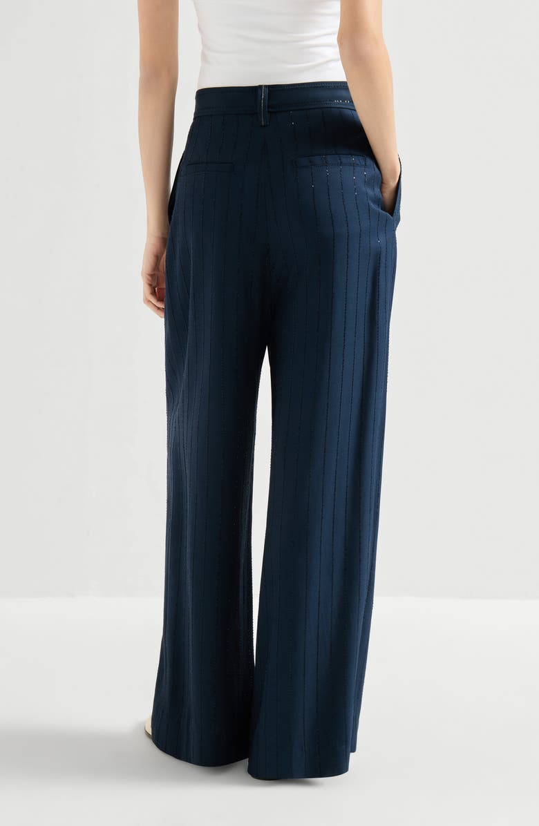 Brunello Cucinelli Dazzling chalk stripe trousers, Alternate, color, Blue