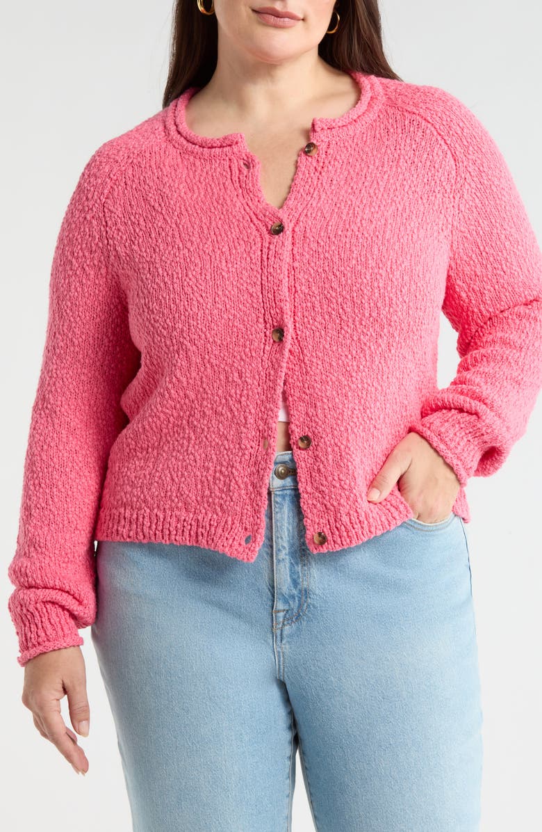Treasure & Bond Fitted Crewneck Cardigan, Alternate, color, Pink Lemonade