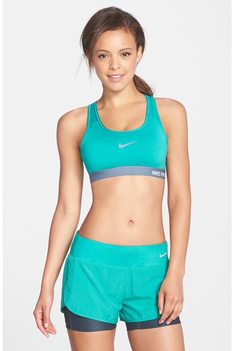 'Pro Classic' Dri-FIT Padded Sports Bra, Main, color, EMERALD GREEN/ BLUE GRAPHITE