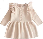Ashmi & Co. Eva Ruffle Shoulder Long Sleeve Knit Cotton Dress