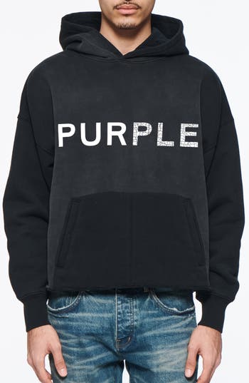 Purple Brand Oversize Heavyweight Fleece Graphic Hoodie In Black