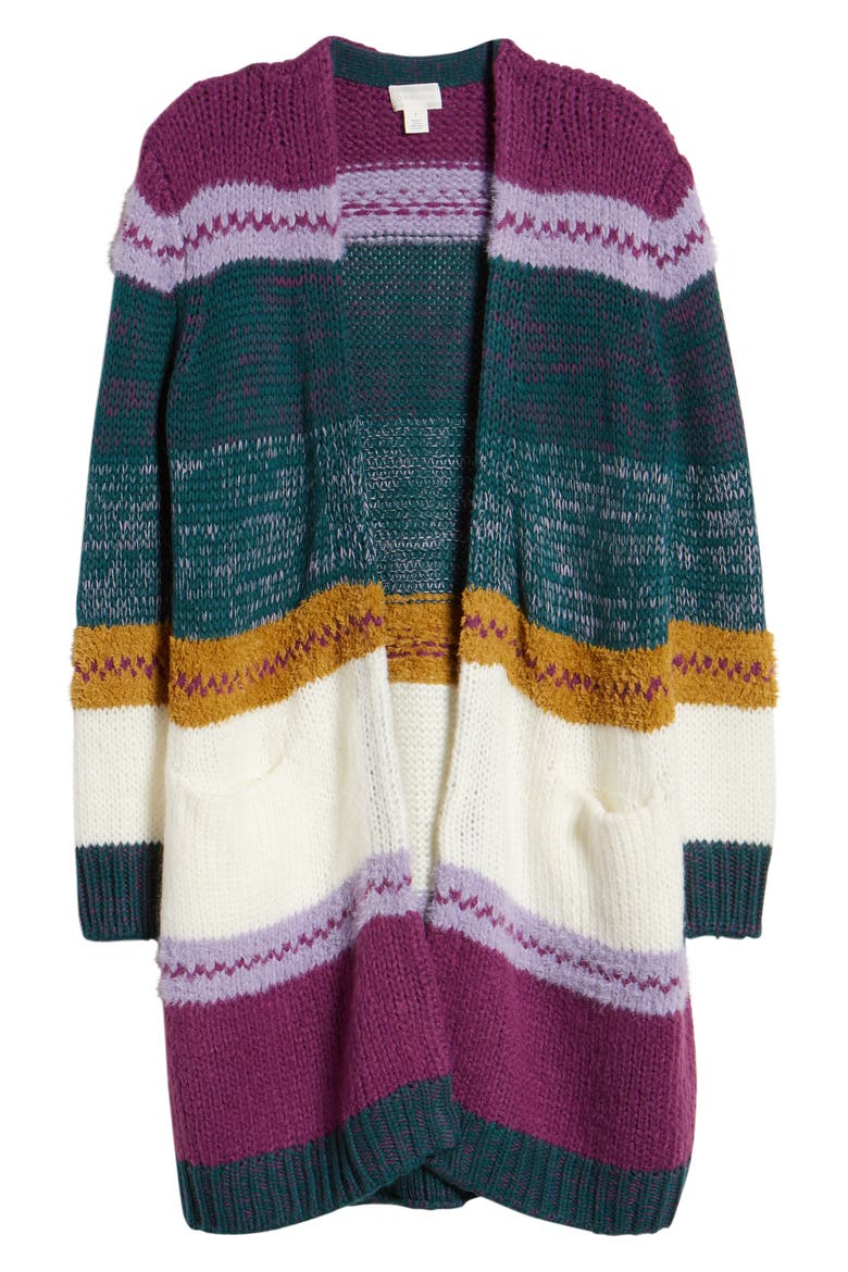 Stripe Long Cardigan, Alternate, color, PURPLE MULTI STRIPE