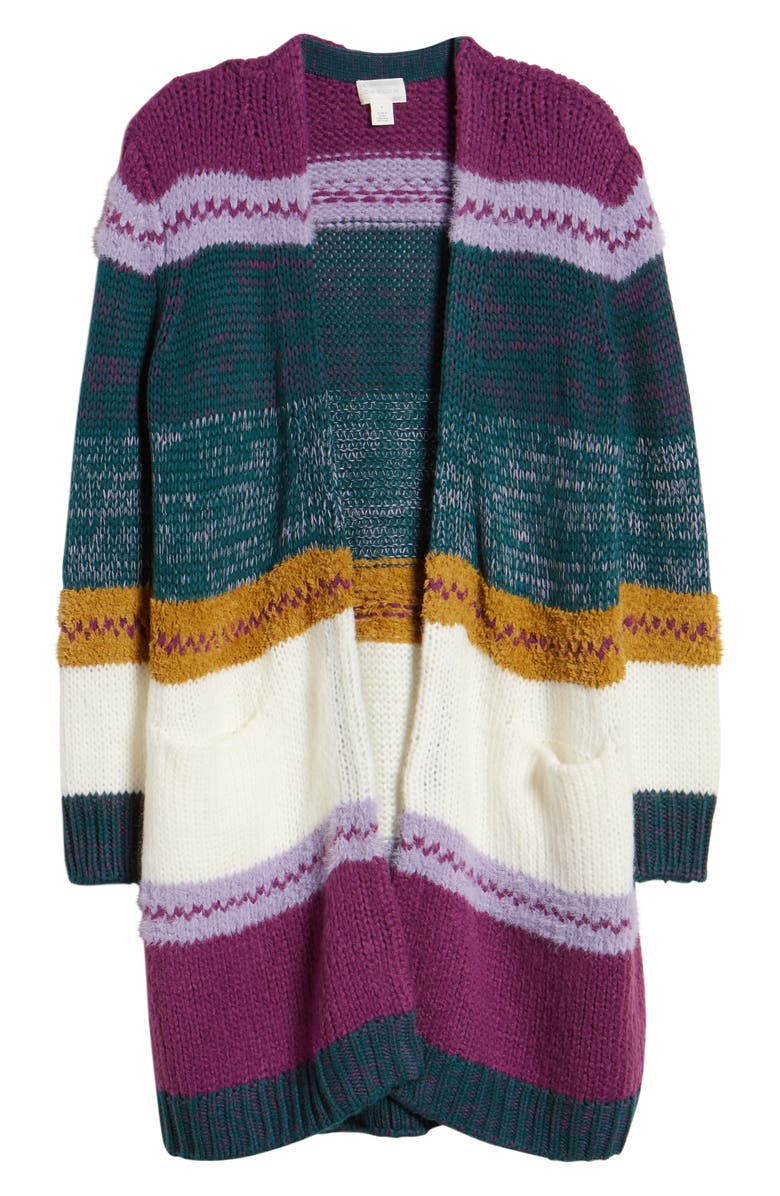 Caslon<sup>®</sup> Stripe Long Cardigan, Alternate, color, 