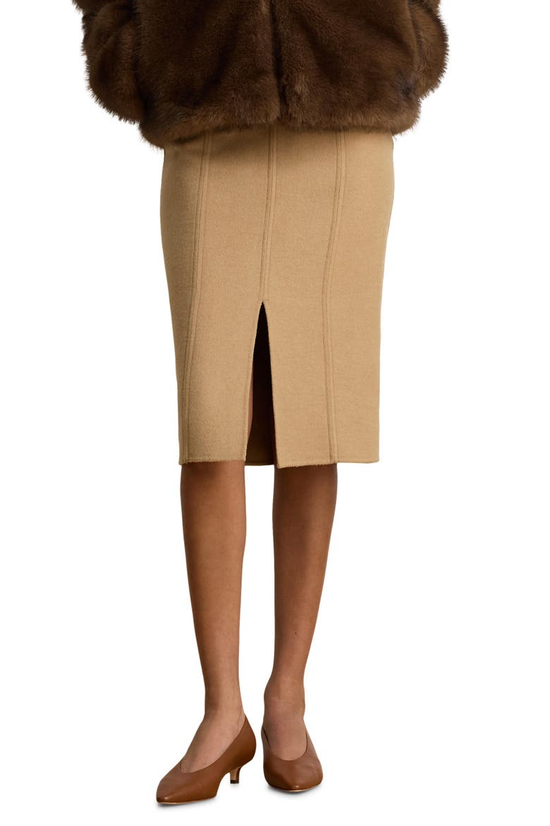 Midi Pencil Skirt, Main, color, CAMEL BEIGE