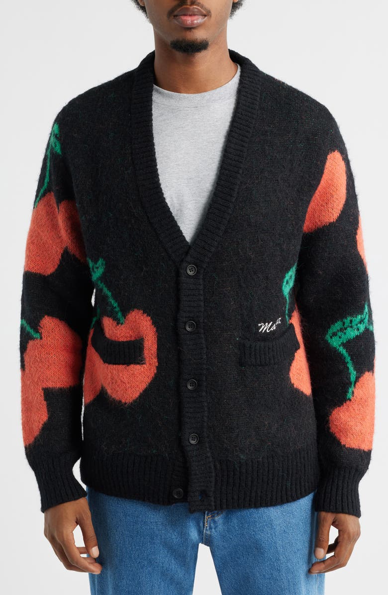 MARKET Double Cherries Cardigan, Alternate, color, Pirate-Black