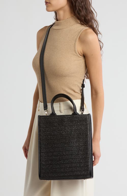 Bcbg Mini Whipstitched Straw Tote Bag In Black