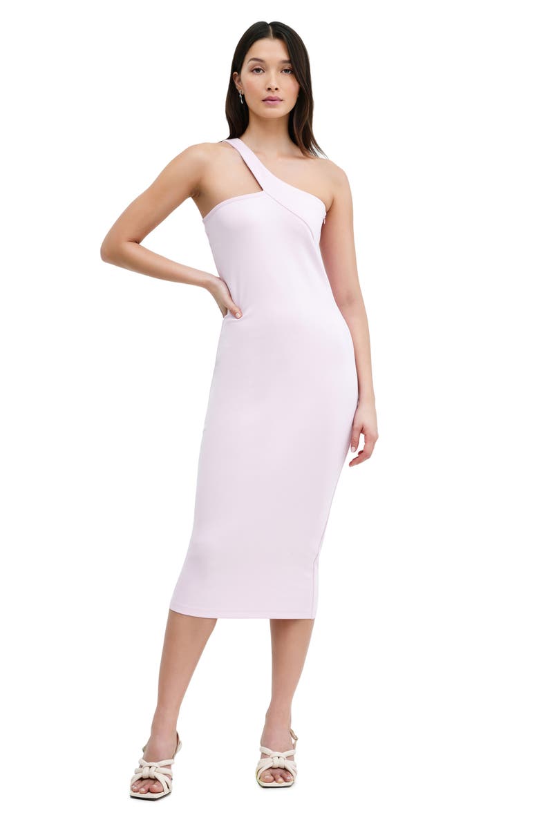 Marcella Cameron One-Shoulder Ponte Midi Dress, Alternate, color, Pink