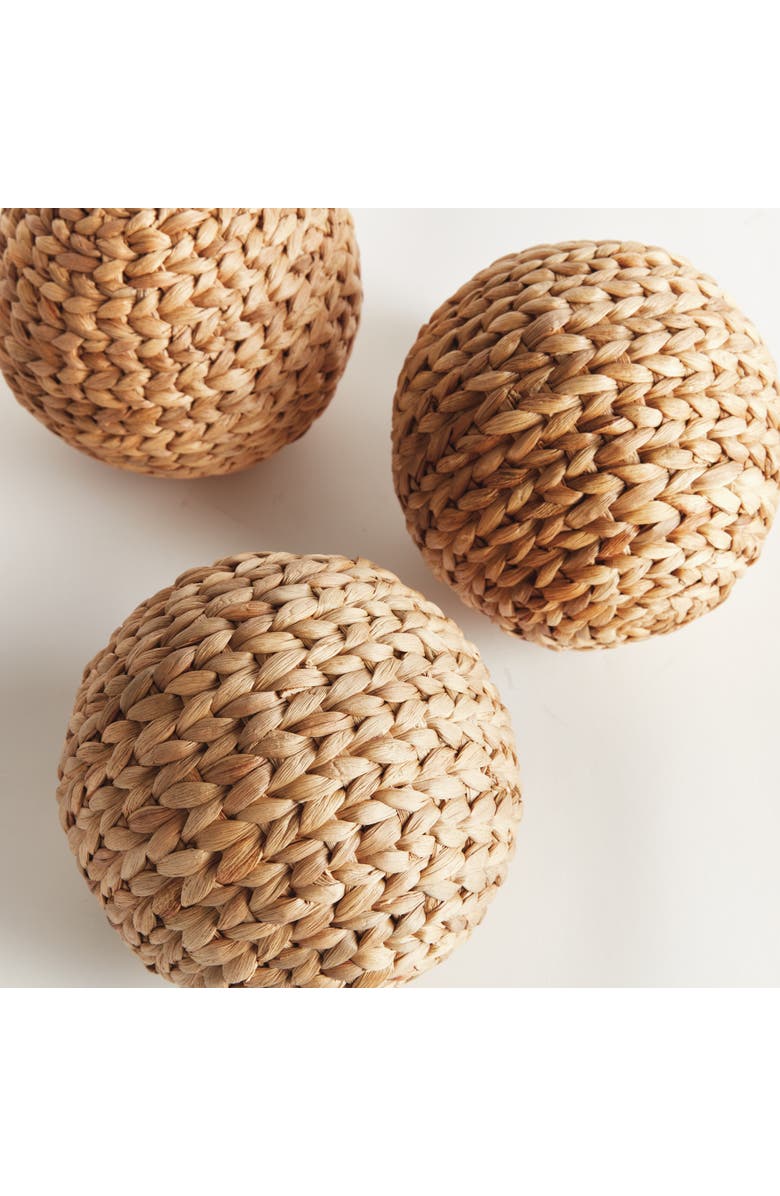 Napa Home & Garden Jace Water Hyacinth Orbs, Natural Decorative Accents, 3pc, Alternate, color, Brown